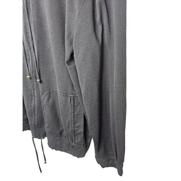 St John Stretchy Soft Zip Jacket SZ L Black Pockets Drawstring - Picture 4 of 10